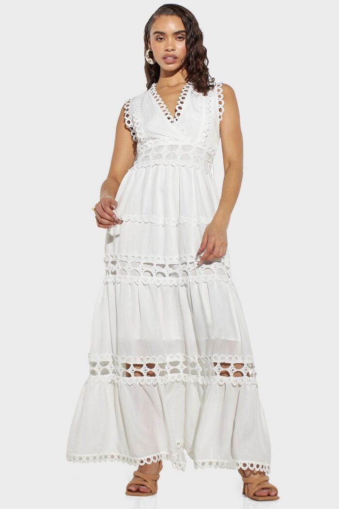 Odelia V-neck Lace Maxi Dress - Image 1