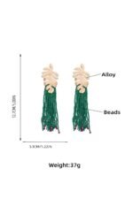 Palm Frond Beads Tassel Earring - Image 10