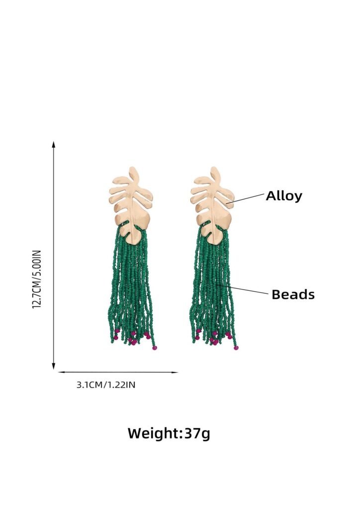 Palm Frond Beads Tassel Earring - Image 10