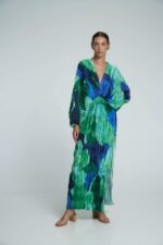 Pamela Printed Plisse Maxi Kaften Dress - Image 5