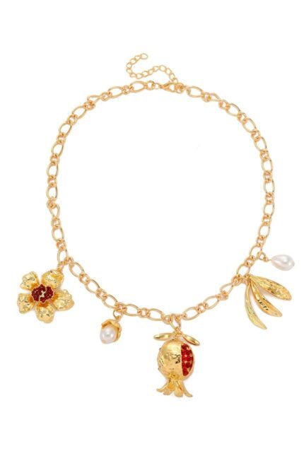 Pancy Pomegrante Flower Necklace