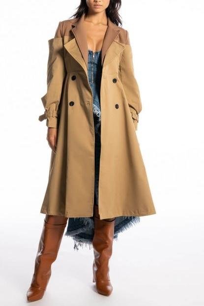 Patsy Contrast Splicing Trench Coat