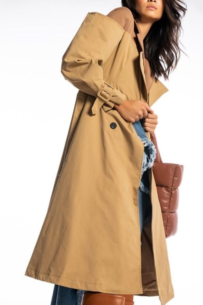 Patsy Contrast Splicing Trench Coat - Image 2