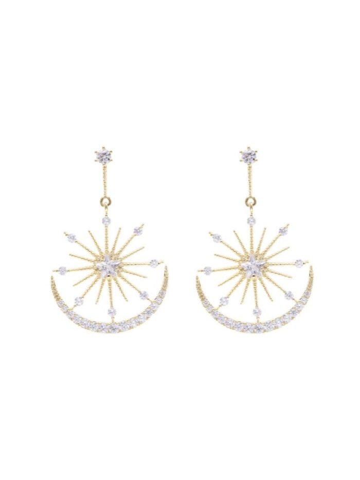 Penny Sun & Moon Diamante Dangle Earrings - Image 1