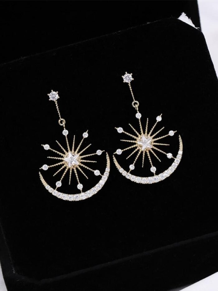Penny Sun & Moon Diamante Dangle Earrings - Image 5