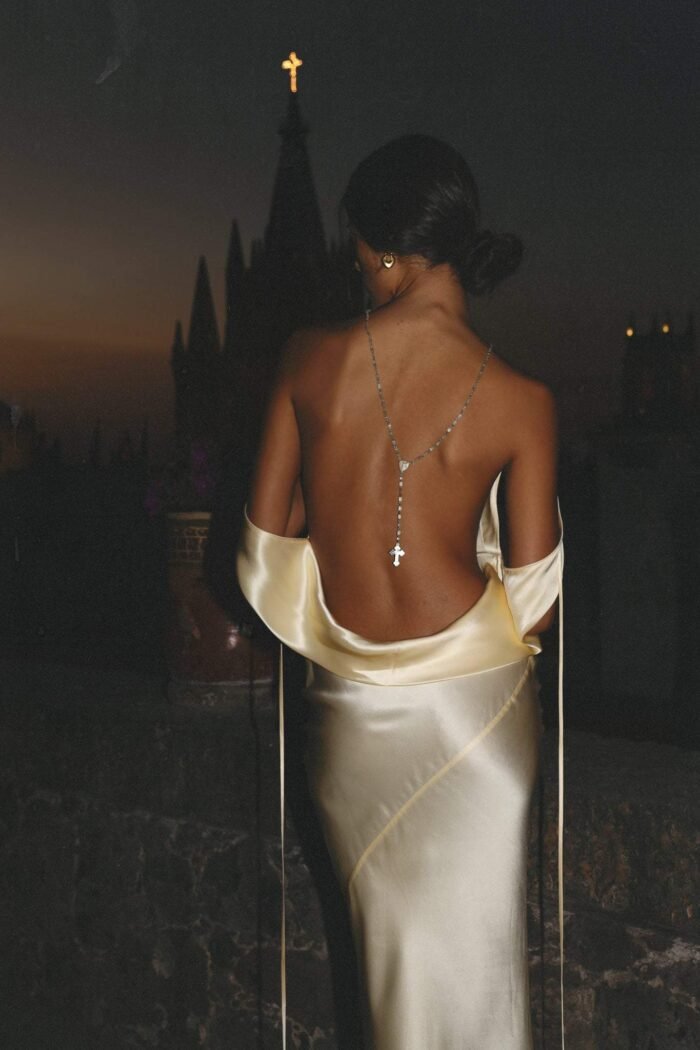 Persis Cowls Backless Satin Maxi Dress - Image 2