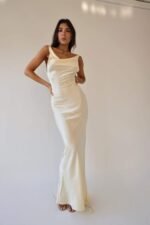 Persis Cowls Backless Satin Maxi Dress - Image 3