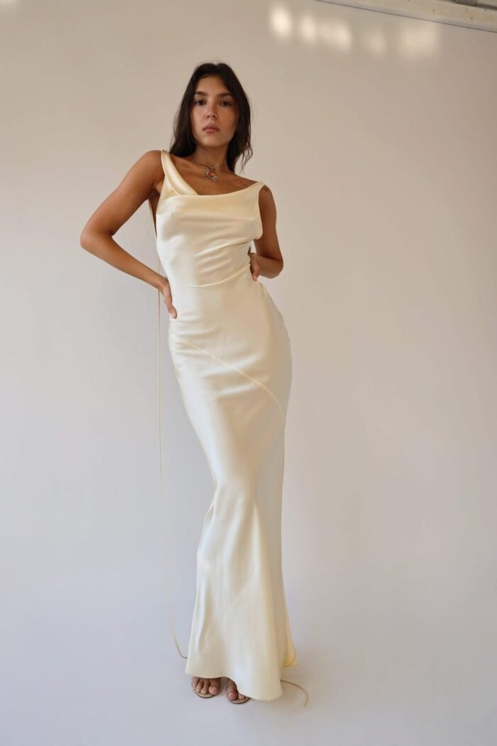 Persis Cowls Backless Satin Maxi Dress - Image 3