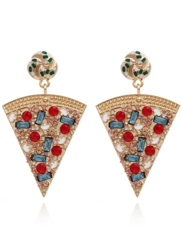 Pizza Diamante Drop Earrings - Image 2