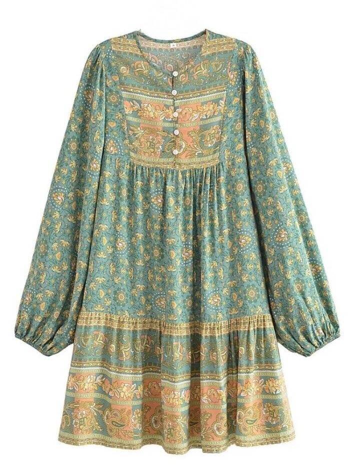 Ina Splice Printed Mini Peasant Dress - Image 7