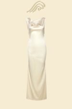 Persis Cowls Backless Satin Maxi Dress - Image 11