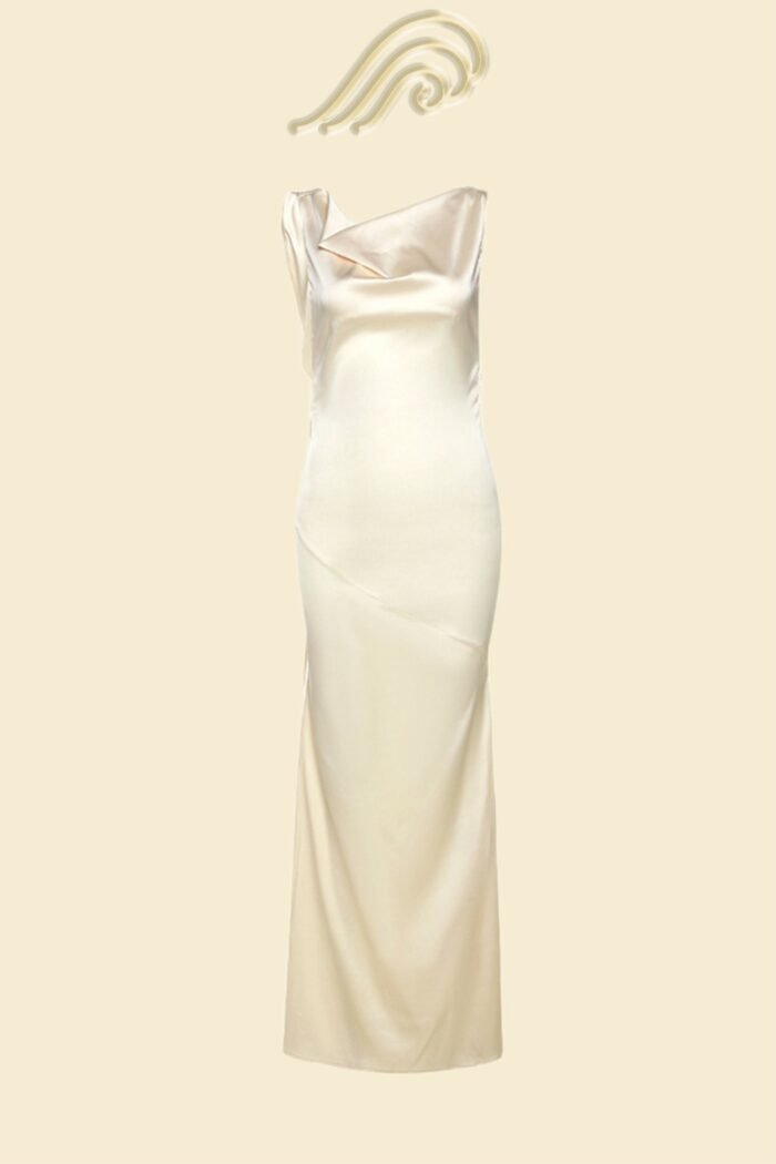 Persis Cowls Backless Satin Maxi Dress - Image 11