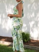 Gill Printed Halterneck Backless Satin Midi Dress - Image 3