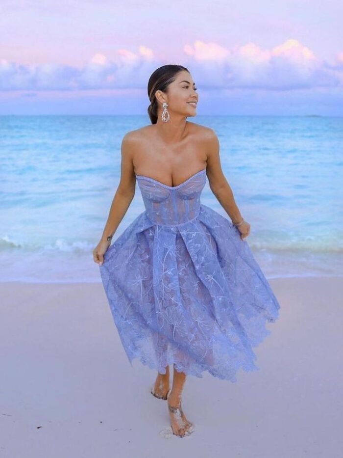Elsie Corset Lace Midi Gown Dress - Image 7