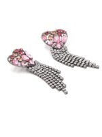 Puzzle Heart Diamante Tassel Earrings - Image 4