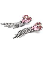 Puzzle Heart Diamante Tassel Earrings - Image 2