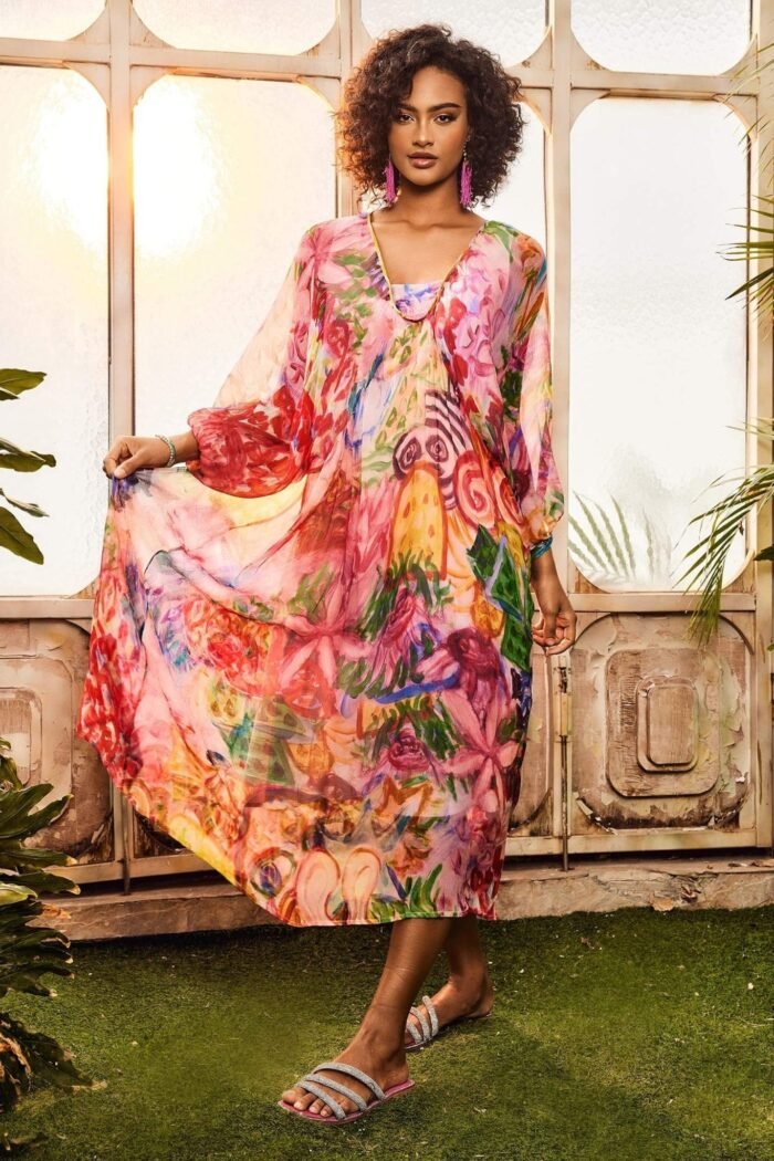 Quinn Printed Batwing Sleeve Midi Dress - Image 2