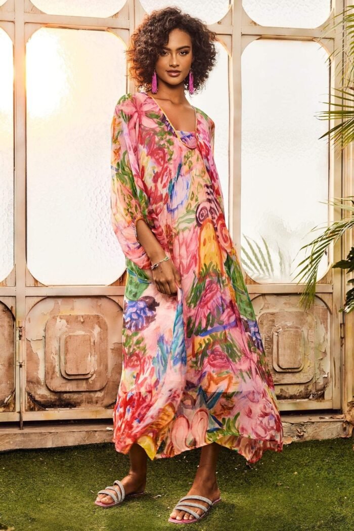 Quinn Printed Batwing Sleeve Midi Dress - Image 3