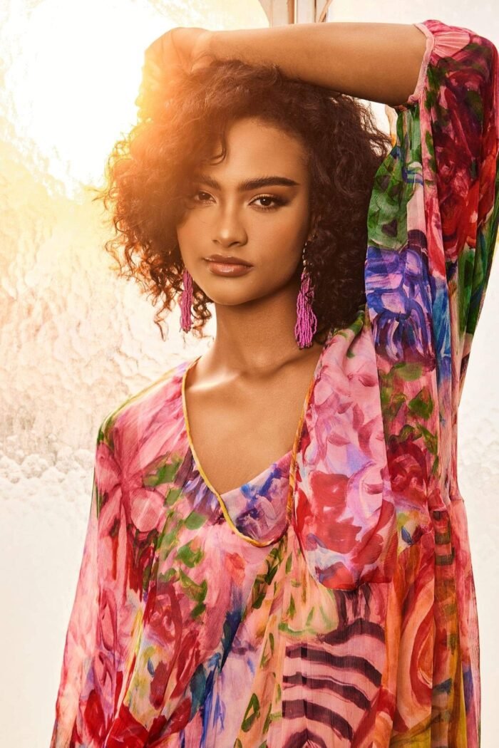 Quinn Printed Batwing Sleeve Midi Dress - Image 5