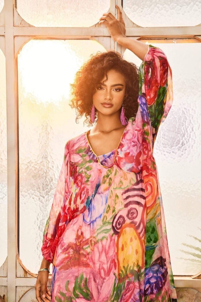 Quinn Printed Batwing Sleeve Midi Dress - Image 6