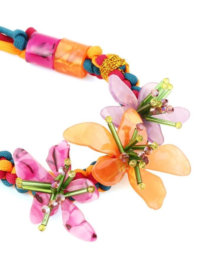 Riva Acrylic Flower Weave Necklace - Image 4