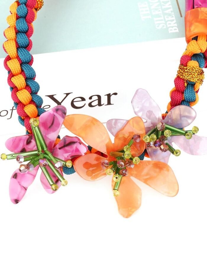 Riva Acrylic Flower Weave Necklace - Image 6