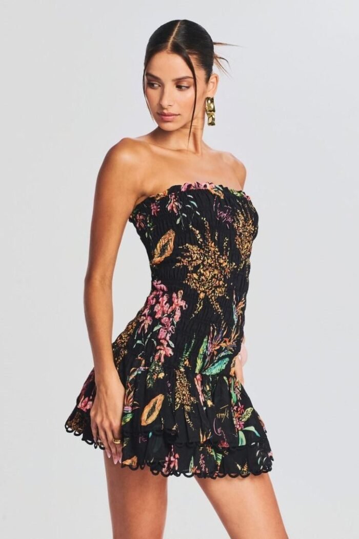 Rosa Shirred Printed Mini Dress - Image 2