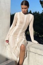 Ruth Splicing Textured Knit Maxi Dress - Image 3