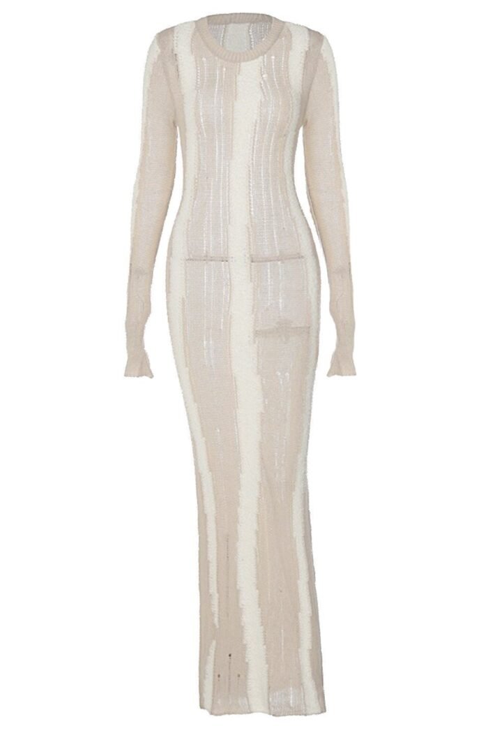 Ruth Splicing Textured Knit Maxi Dress - Image 7