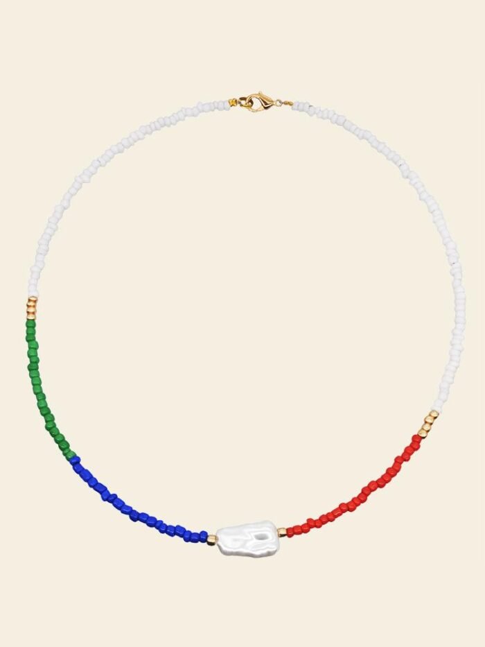 Sally Rainbow Millet Beads Pearl Necklace Set - Image 4