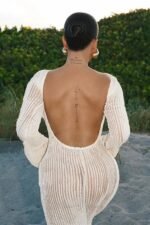 Samantha Backless Lace Maxi Dress - Image 3