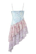 Samatha Printed Patchwork Ruffle Mini Slip Dress - Image 6