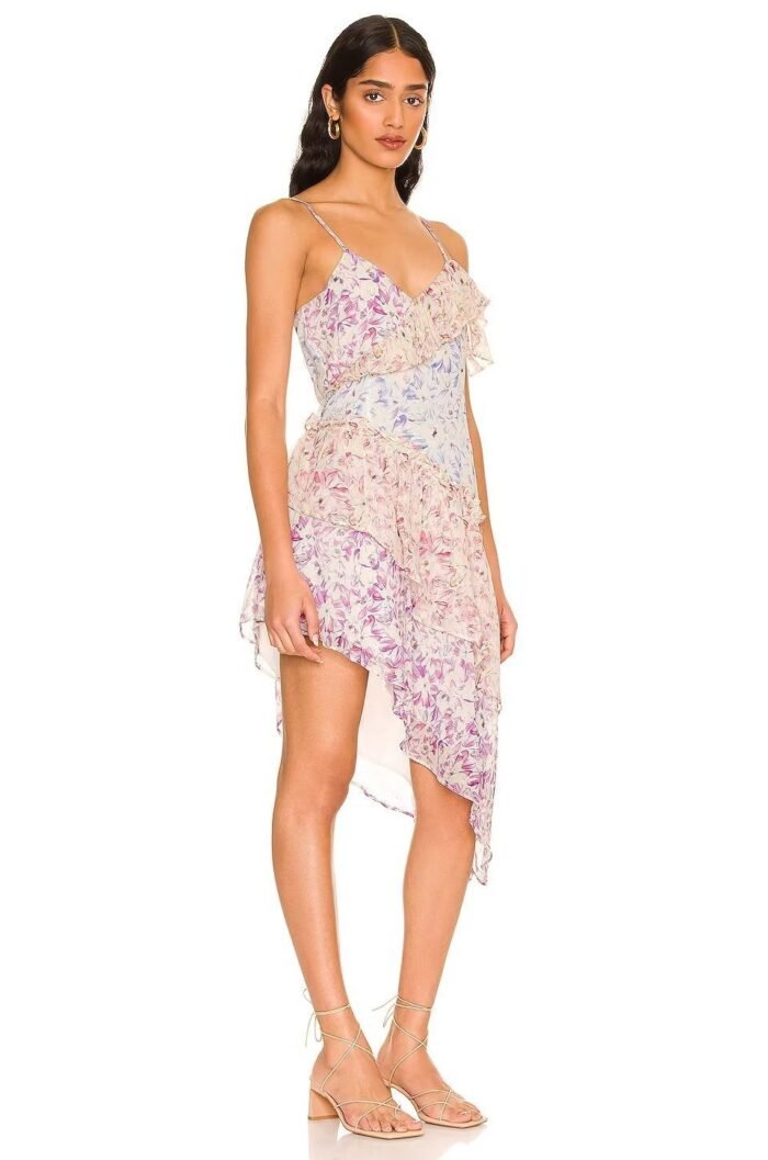 Samatha Printed Patchwork Ruffle Mini Slip Dress - Image 2