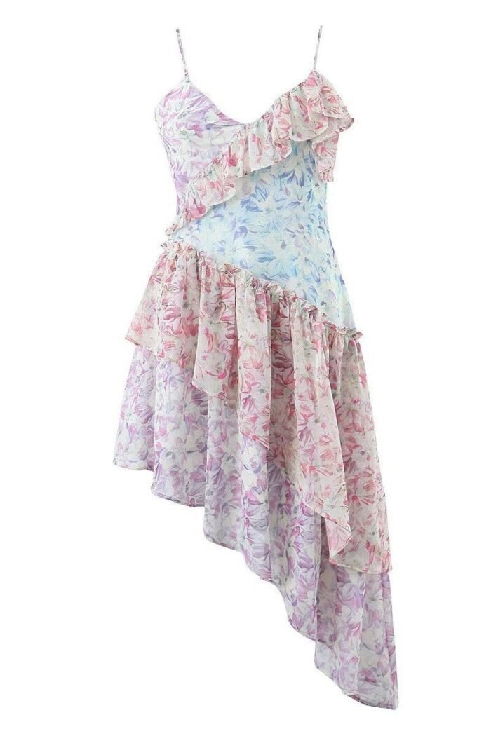 Samatha Printed Patchwork Ruffle Mini Slip Dress - Image 5