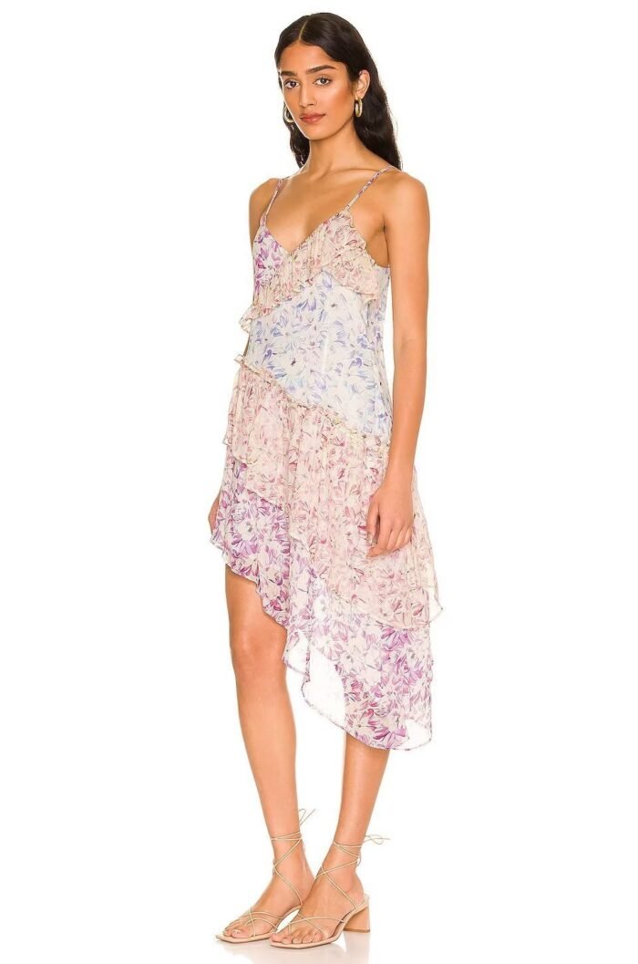 Samatha Printed Patchwork Ruffle Mini Slip Dress - Image 3