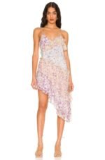 Samatha Printed Patchwork Ruffle Mini Slip Dress