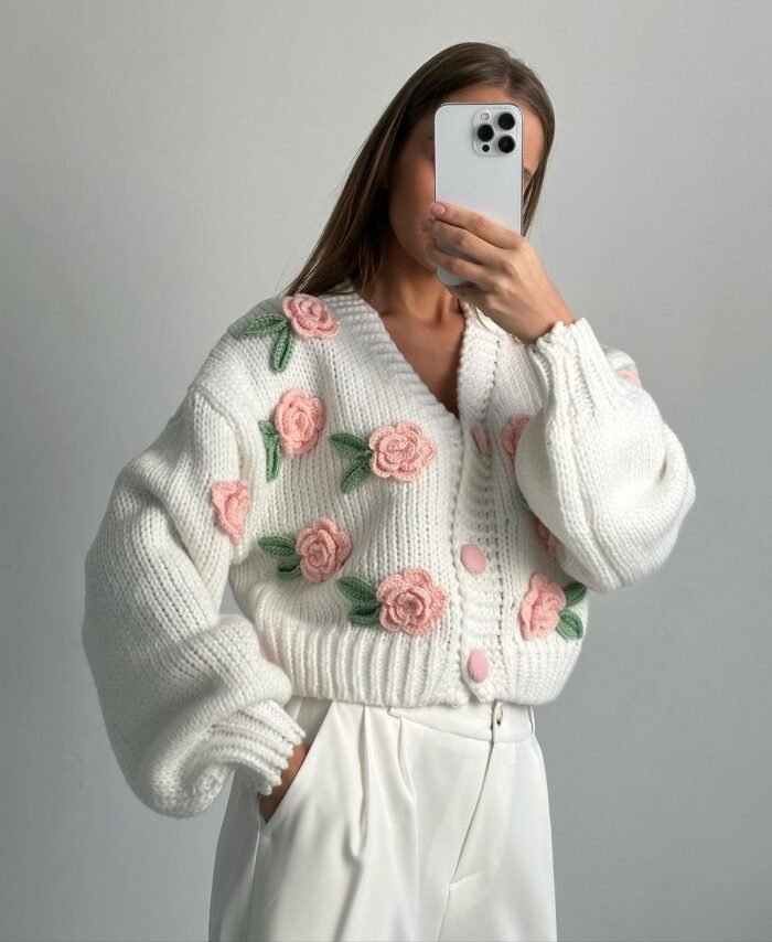 Selena Rose Knit Sweater Cardigan - Image 6