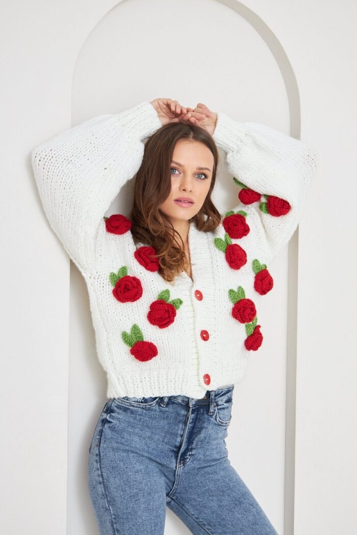 Selena Rose Knit Sweater Cardigan - Image 3