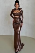 Sharon Cut-out Metallic Maxi Dress