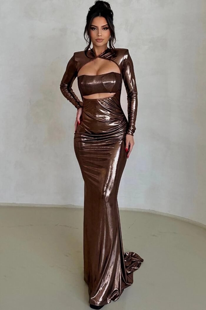 Sharon Cut-out Metallic Maxi Dress - Image 1