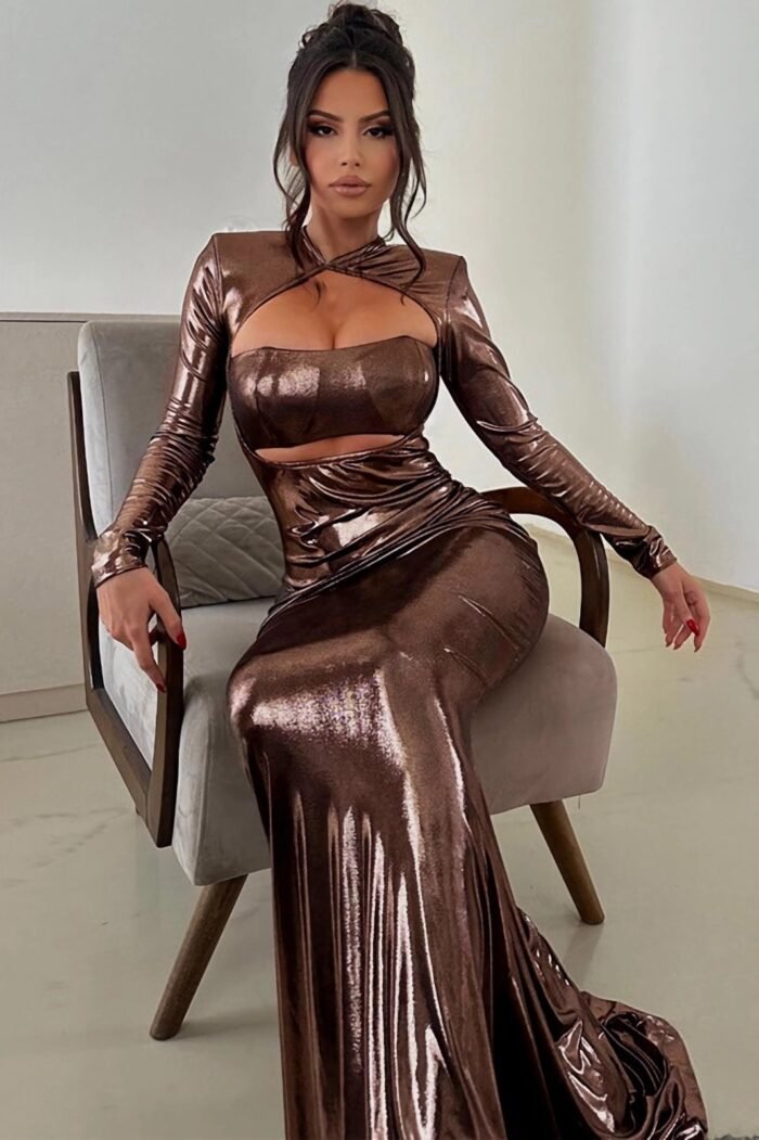 Sharon Cut-out Metallic Maxi Dress - Image 4