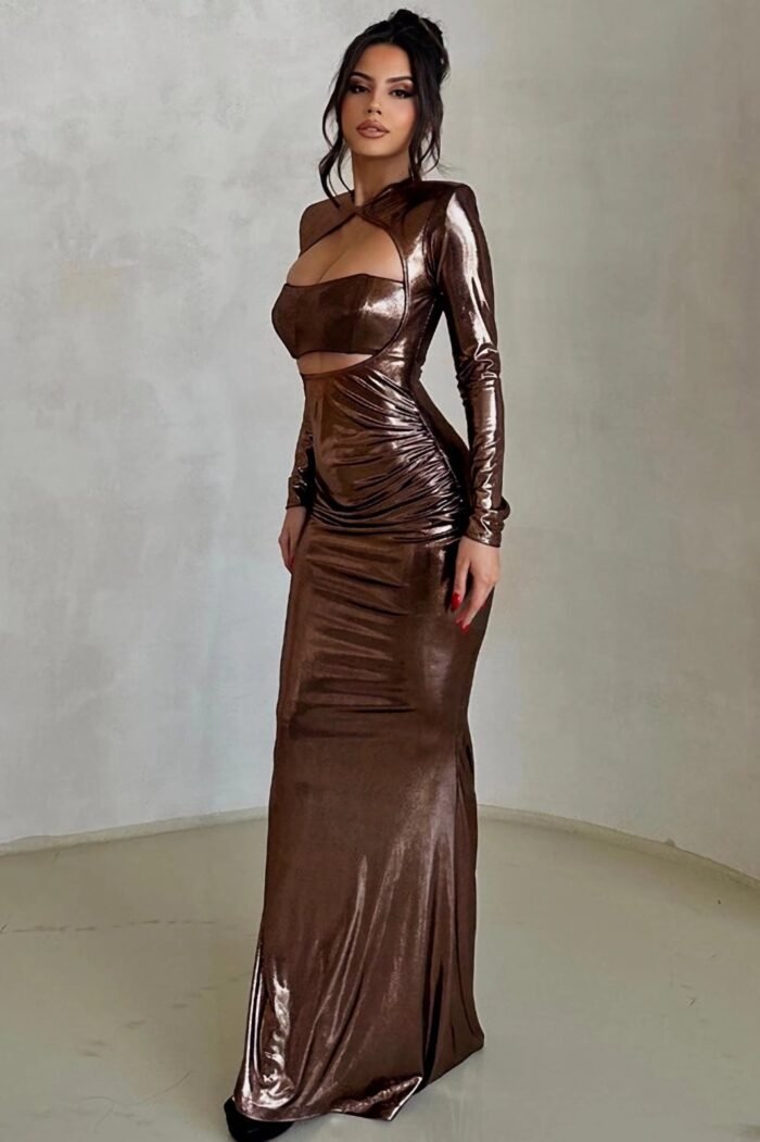 Sharon Cut-out Metallic Maxi Dress - Image 2