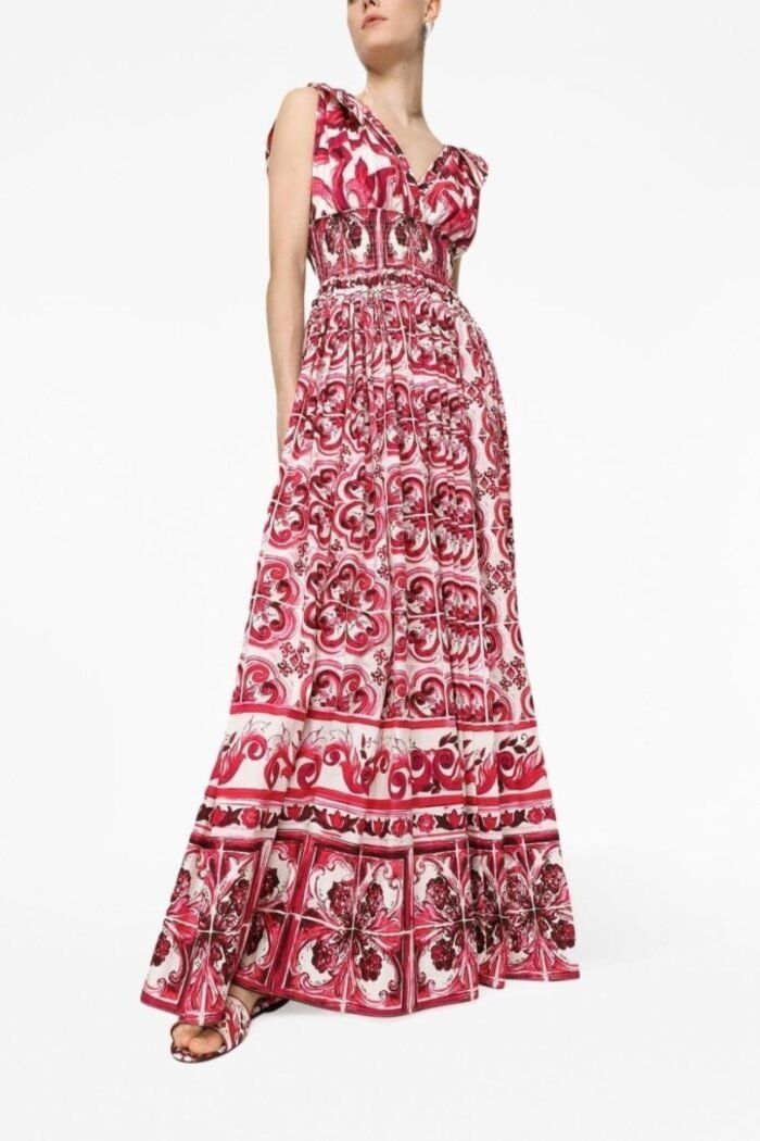 Sibyl Printed Knotted Strap Maxi Dress - Image 1