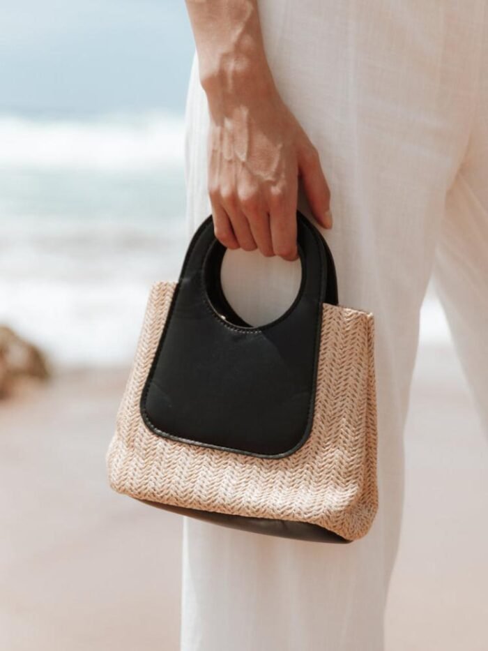 Sigrid Leather Straw Tote Bag - Image 2