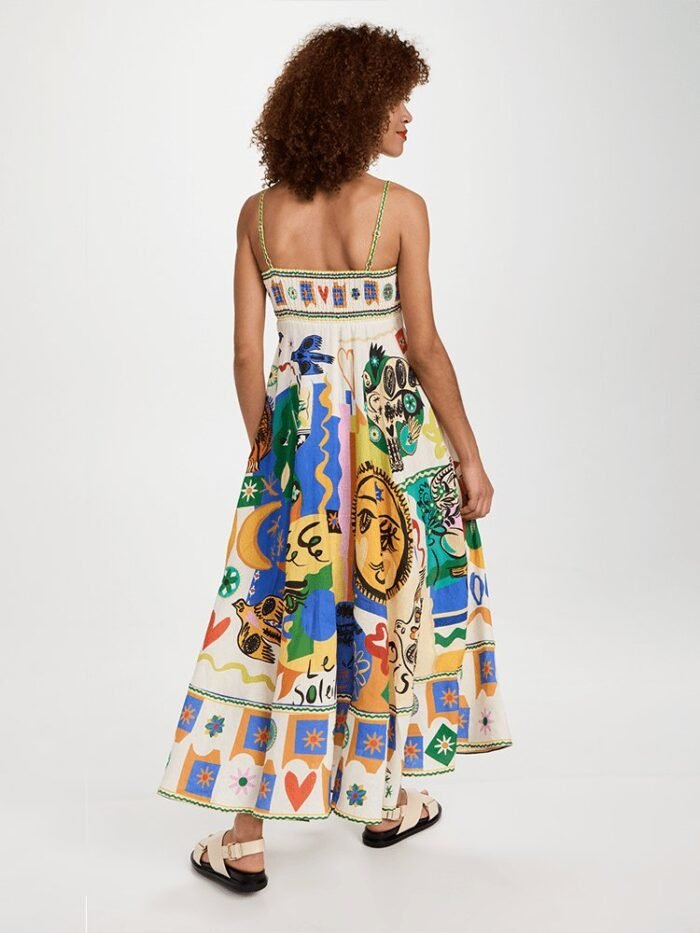 Soler Printed High Waisted Midi Sun Dress - Image 3