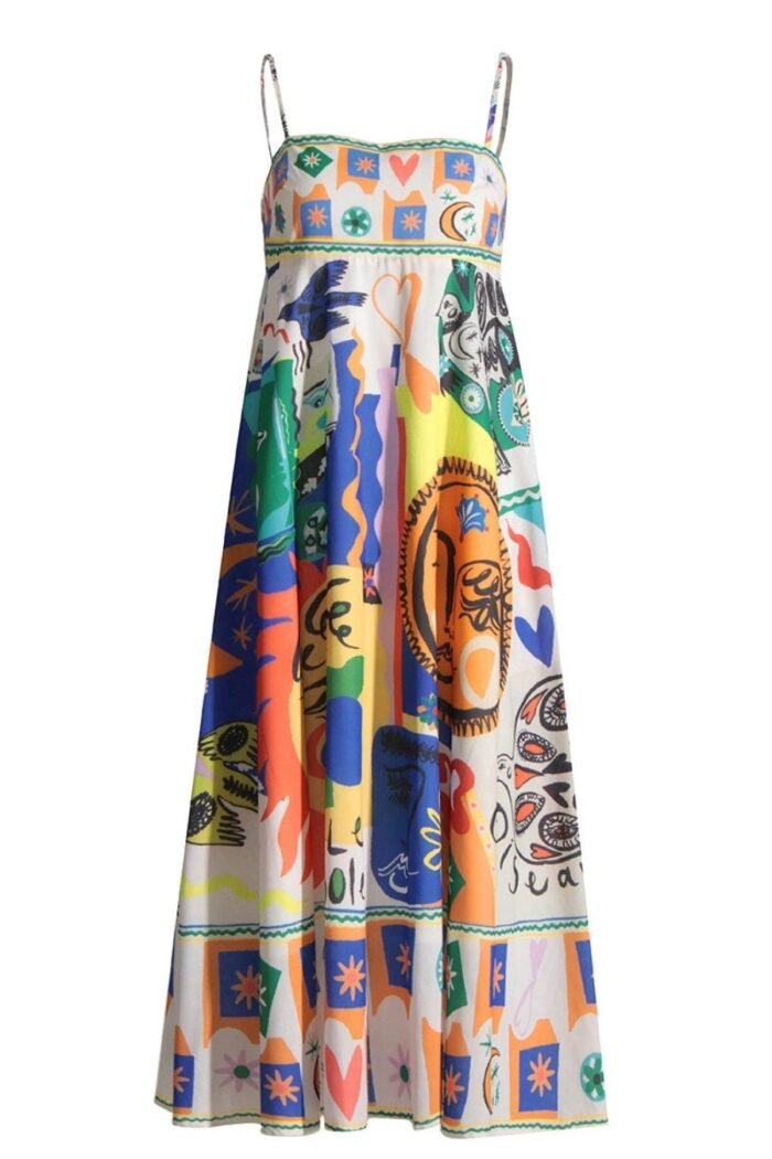 Soler Printed High Waisted Midi Sun Dress - Image 5