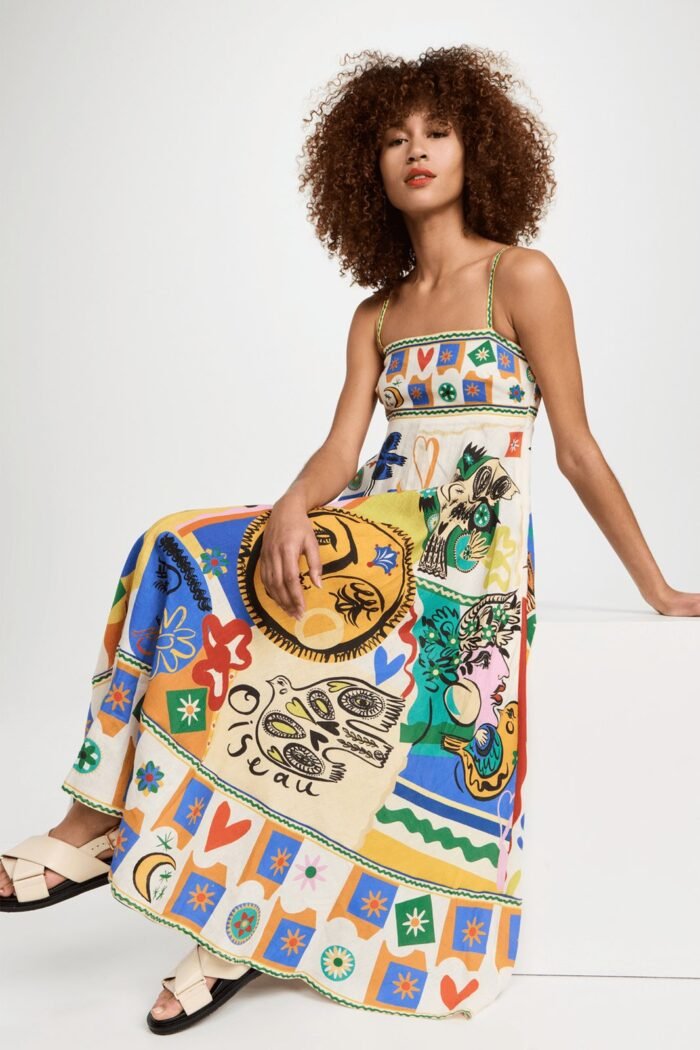 Soler Printed High Waisted Midi Sun Dress - Image 1