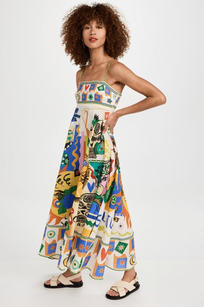 Soler Printed High Waisted Midi Sun Dress - Image 2