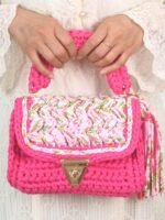 Tara Contrast Color Weave Tassel Flap Bag - Image 2
