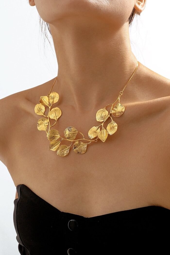 Textured Gingkgo Leaf Necklace - Image 1